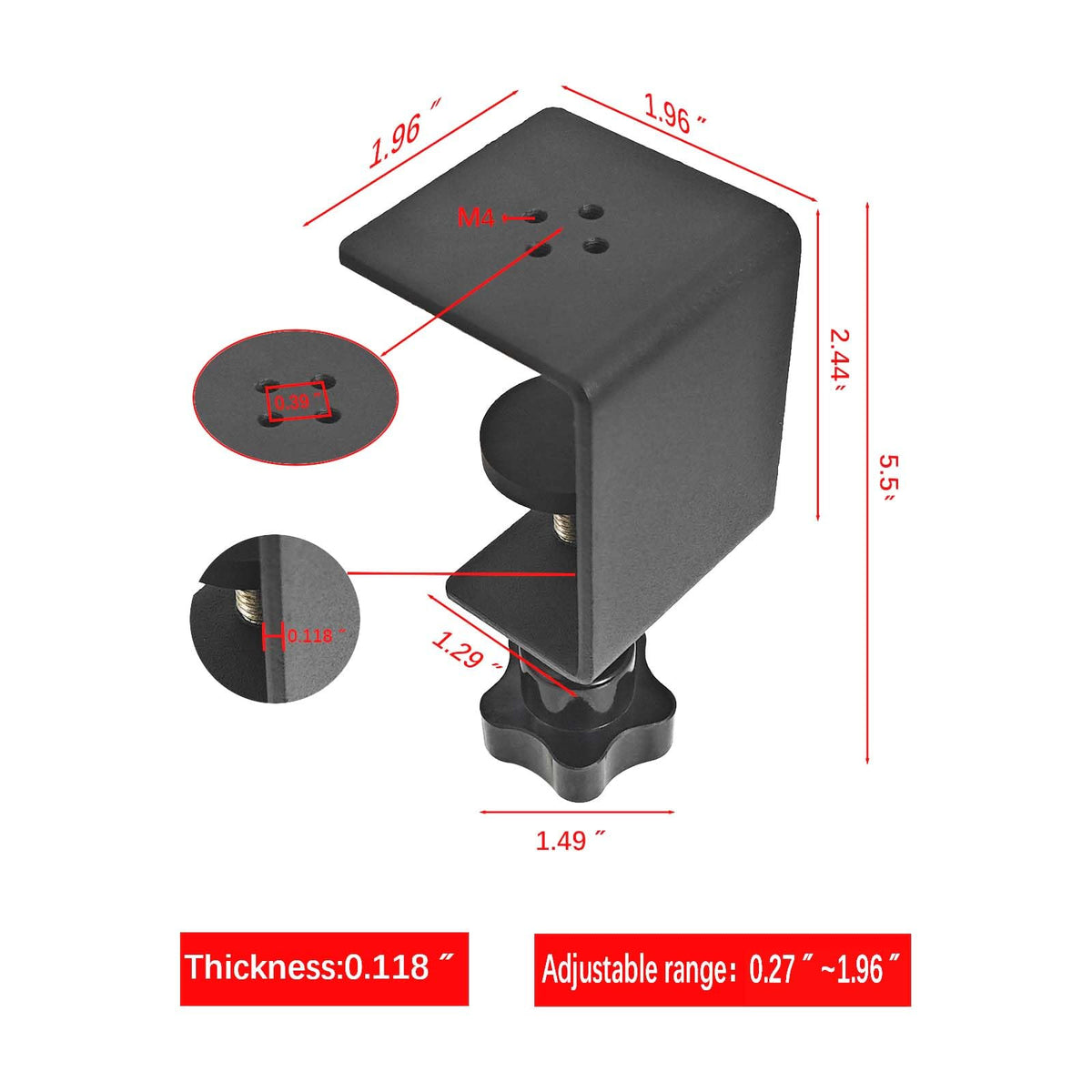 Jhanw C clamp screw-adjustment close-up enables precise one-handed control.