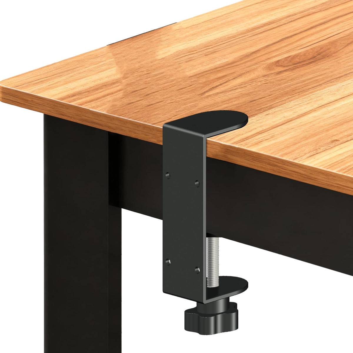 Jhanw chrome-ended C-clamp in use for adjustable mounting on surfaces