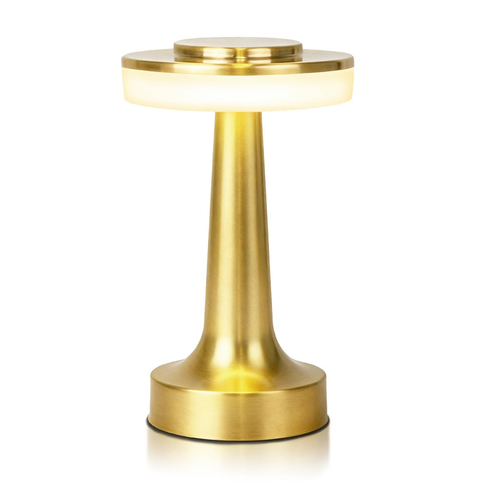 JHPGEOE cordless desk lamp in light gold with broad desk illumination