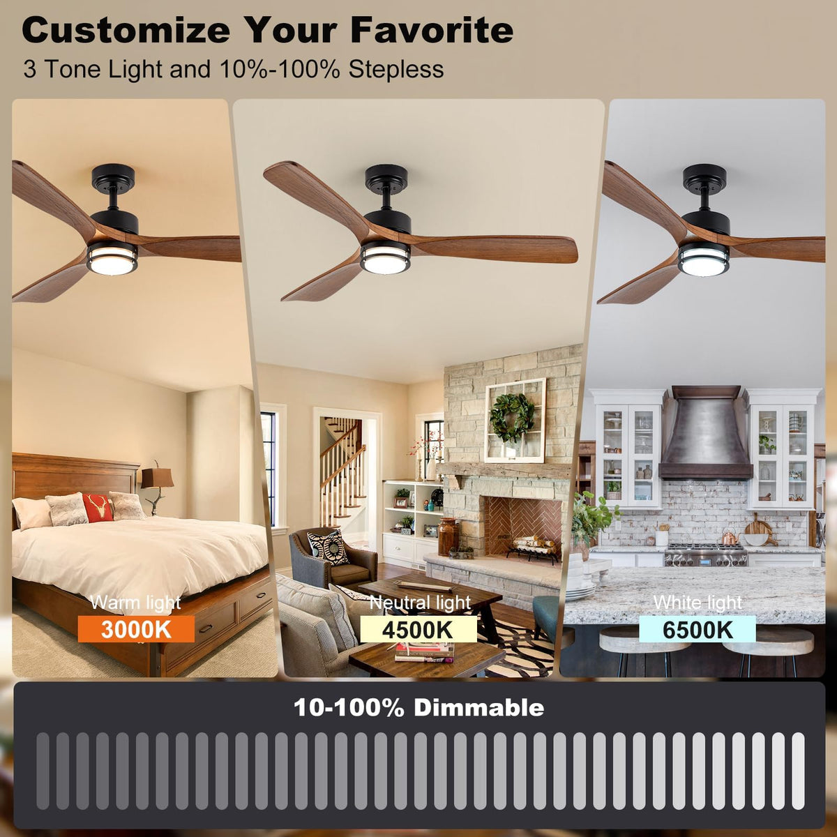 JHSYCH remote-controlled ceiling fan offers easy speed and light adjustments.