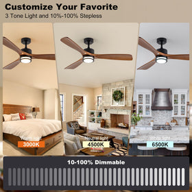 JHSYCH remote-controlled ceiling fan offers easy speed and light adjustments.