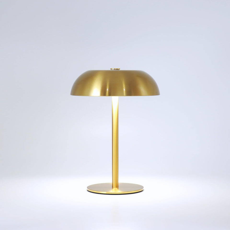 JHWDHD mushroom table lamp in gold, front view for cozy bedroom glow