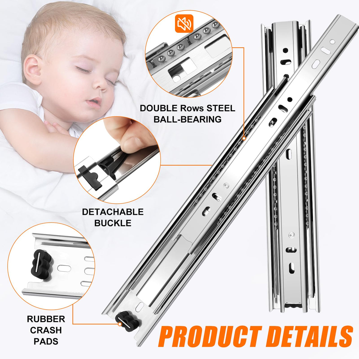 JI2OOYI 3-fold full-extension drawer slides allow full drawer access.