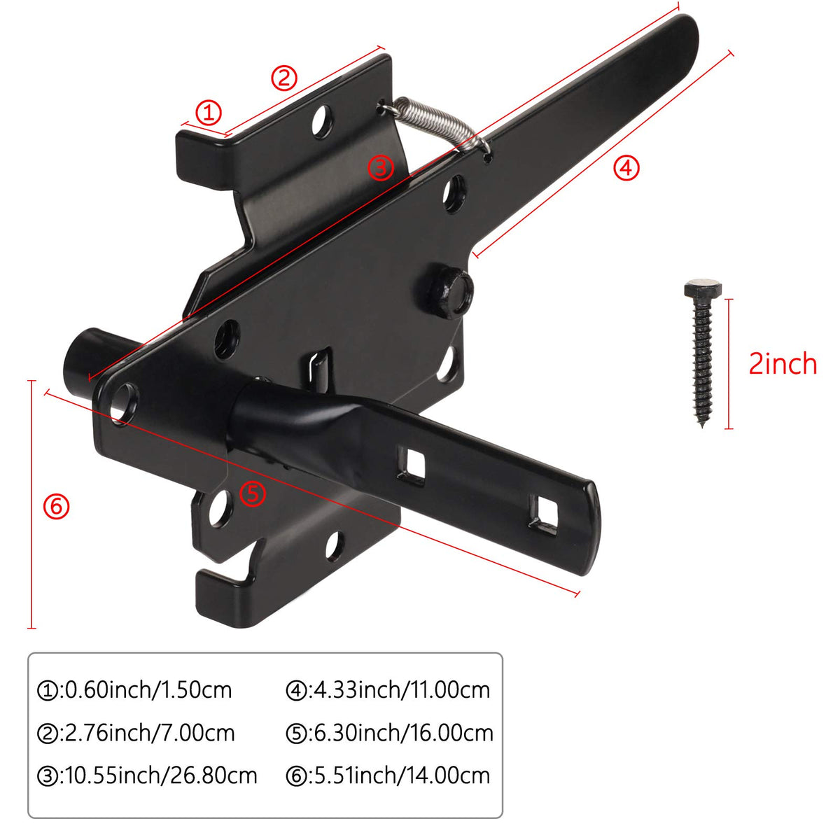 Black finish outdoor latch blends with exterior decor