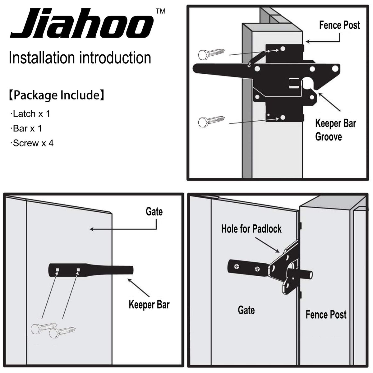 Multipurpose latch suitable for wood and vinyl fences