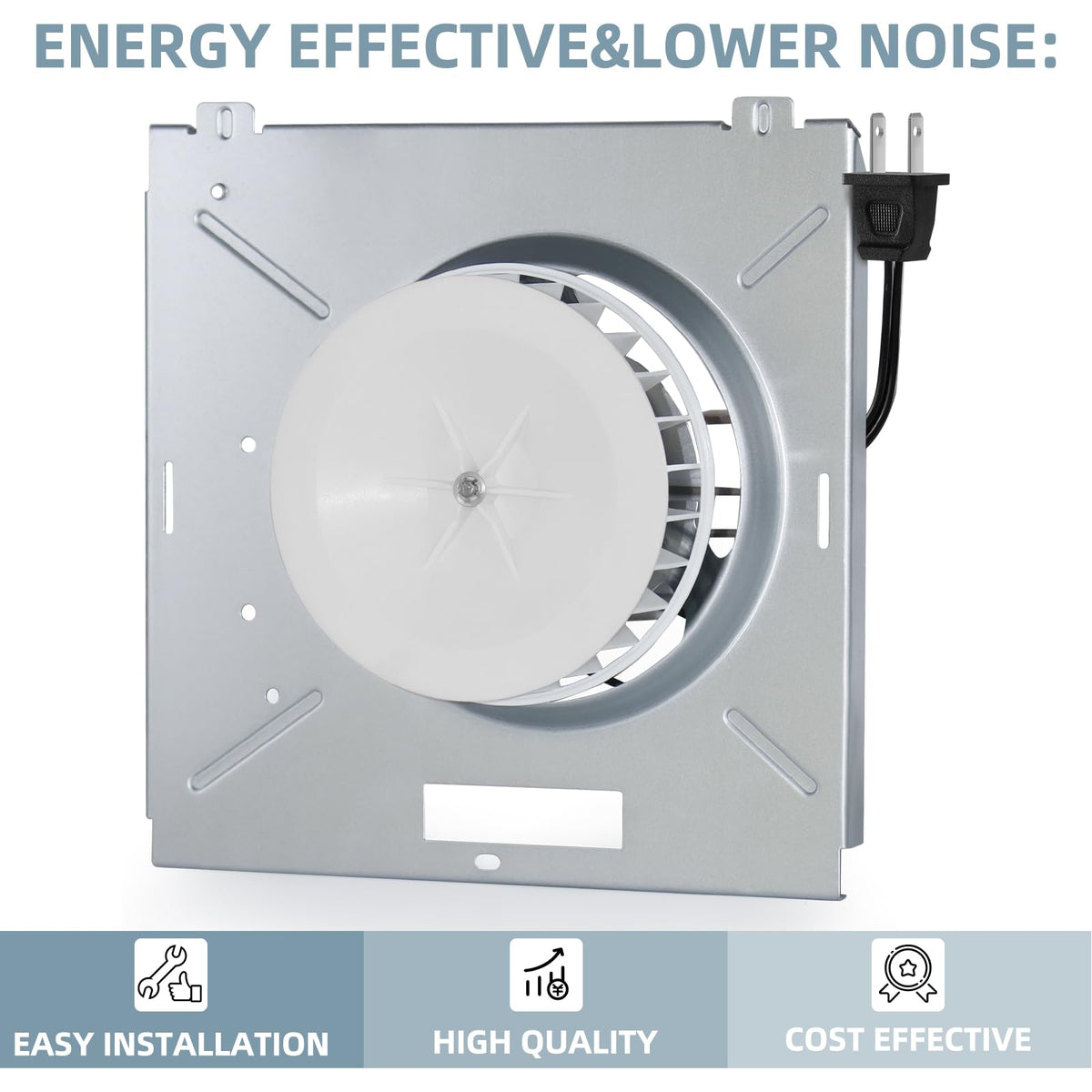 Up to 70 CFM airflow from JIANBENKJ motor improves bathroom ventilation.