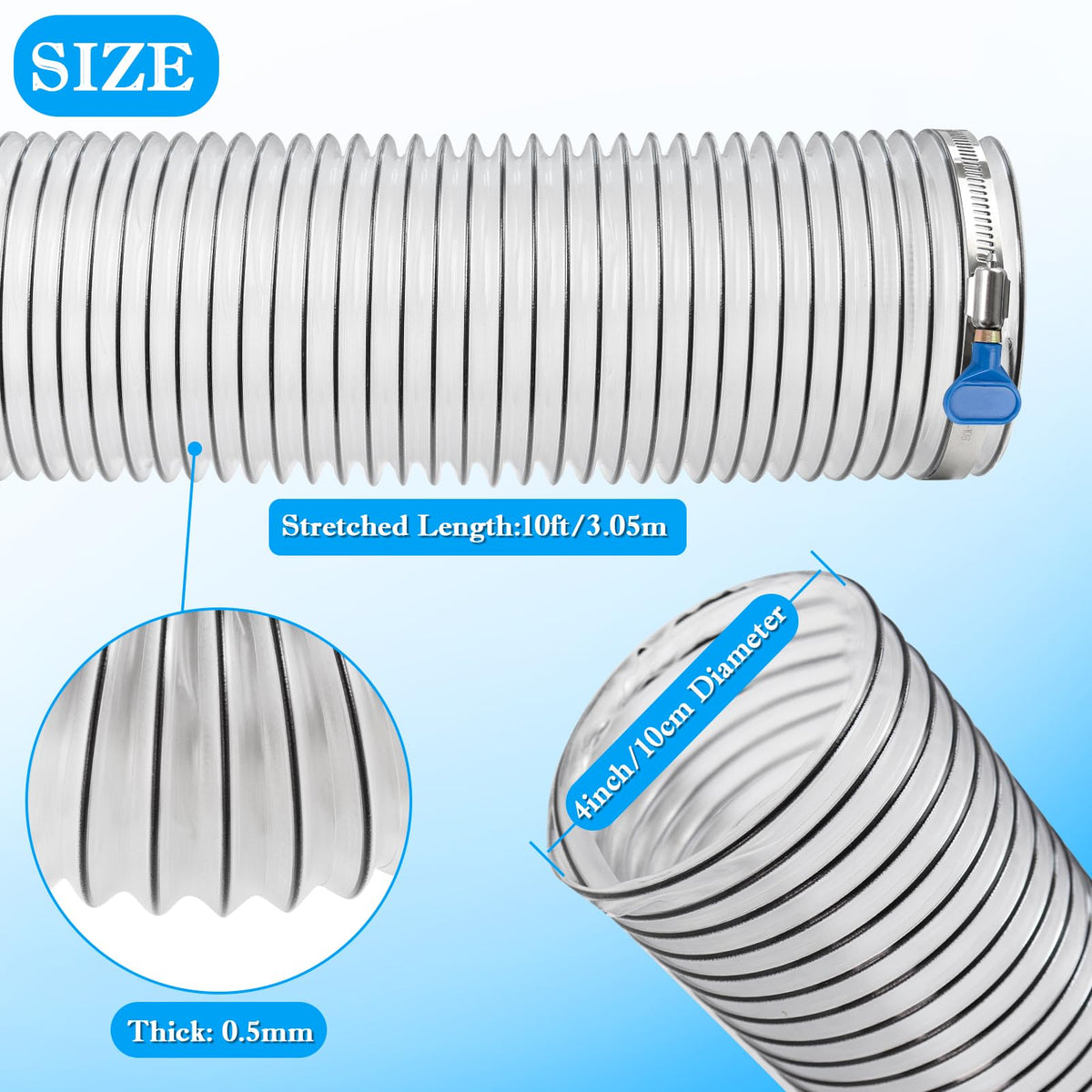 JIANBENKJ dust hose with carbon steel wire coil resists kinking during bends