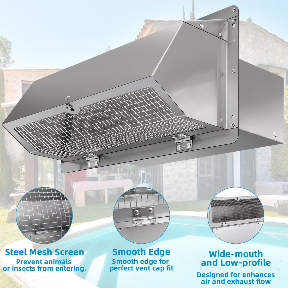 Exterior vent cover by JIANBENKJ protects kitchen exhaust from debris