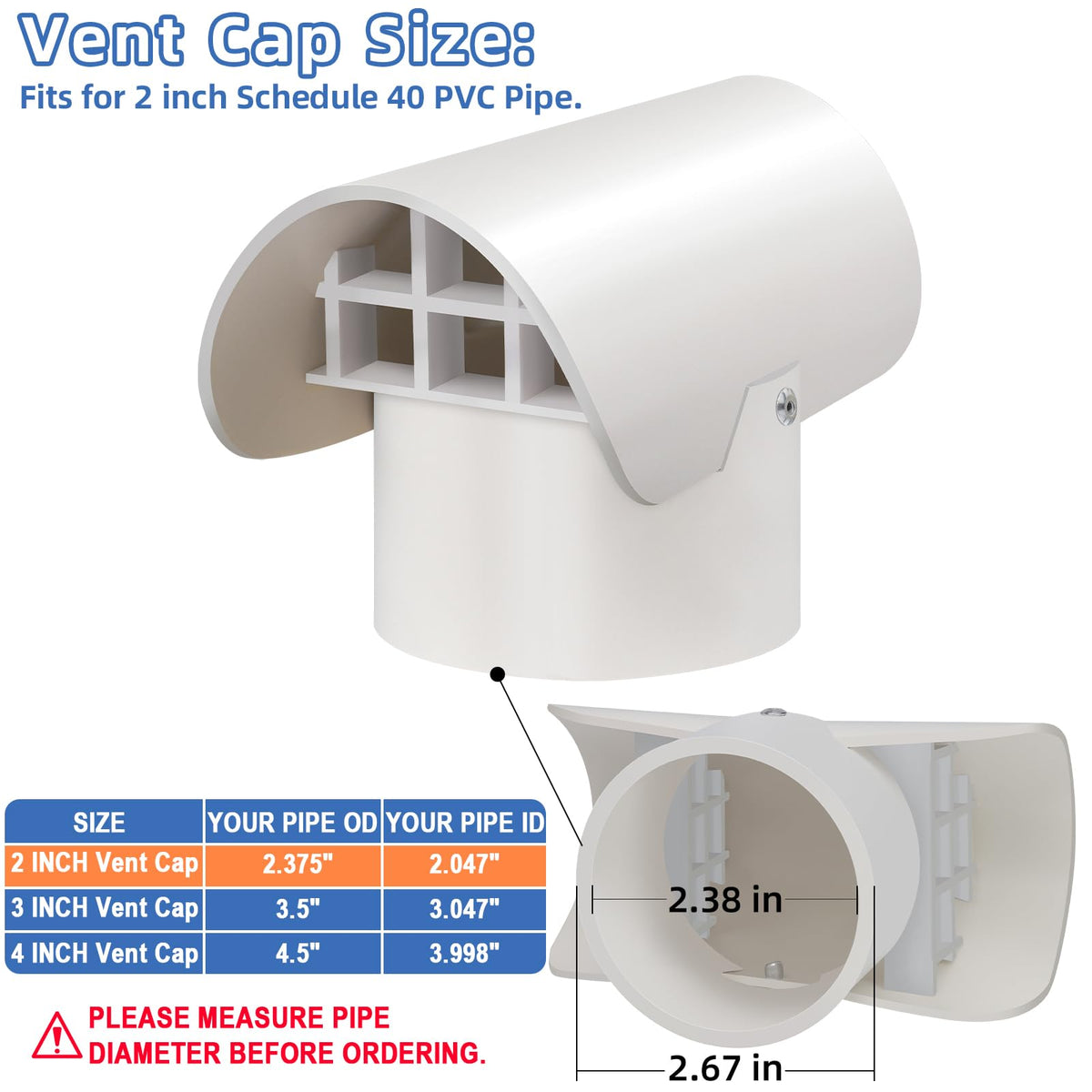 JIANBENKJ vent cap side view guards the vent pipe from rain