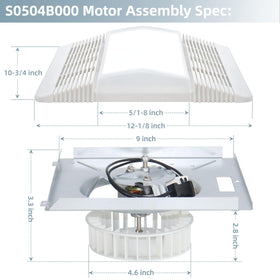 JIANBENKJ S0504B000 motor assembly side view showing slim ceiling profile.