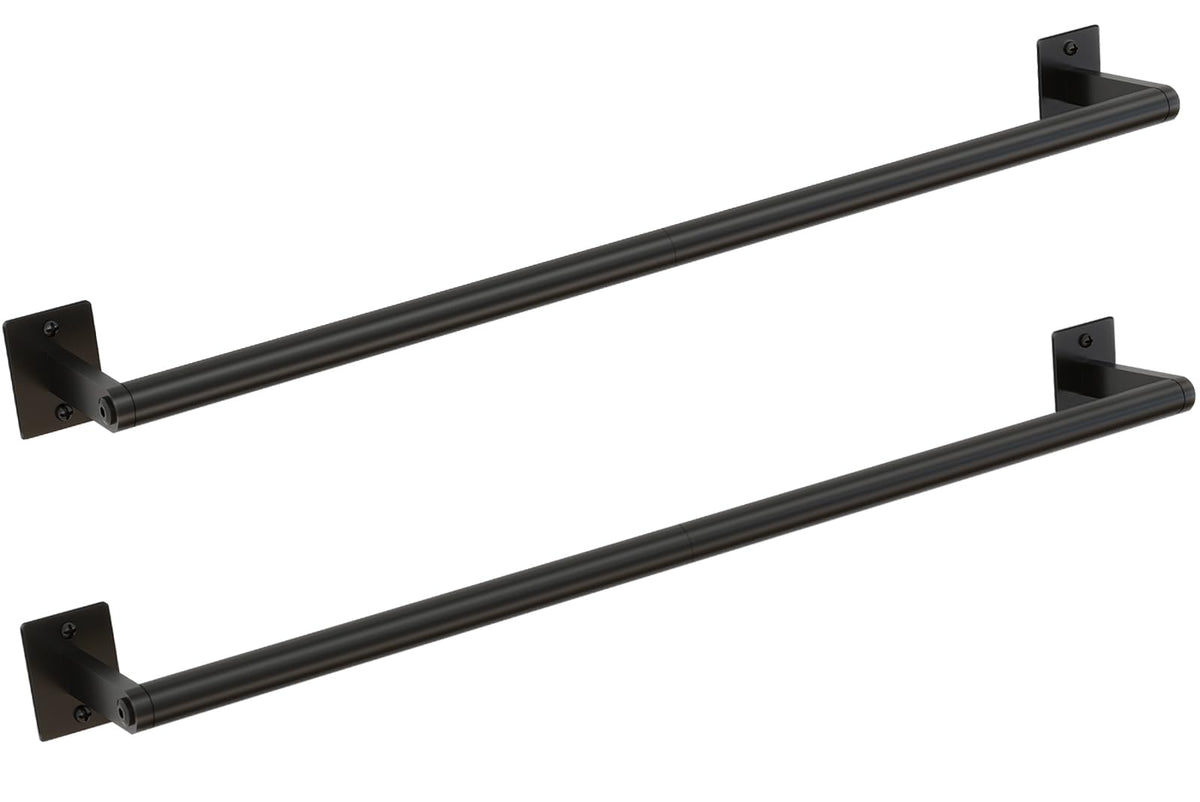 JIAPAIDUO 24-inch towel bar in matte black adds sleek space-saving bathroom organization.