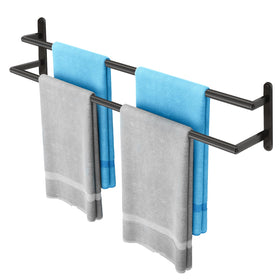 JIAPAIDUO 32-inch double towel bar in matte black for modern bathrooms
