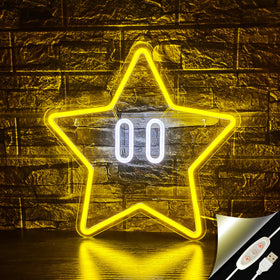 JIARODEY star neon sign on wall decor brightening kids room ambiance.