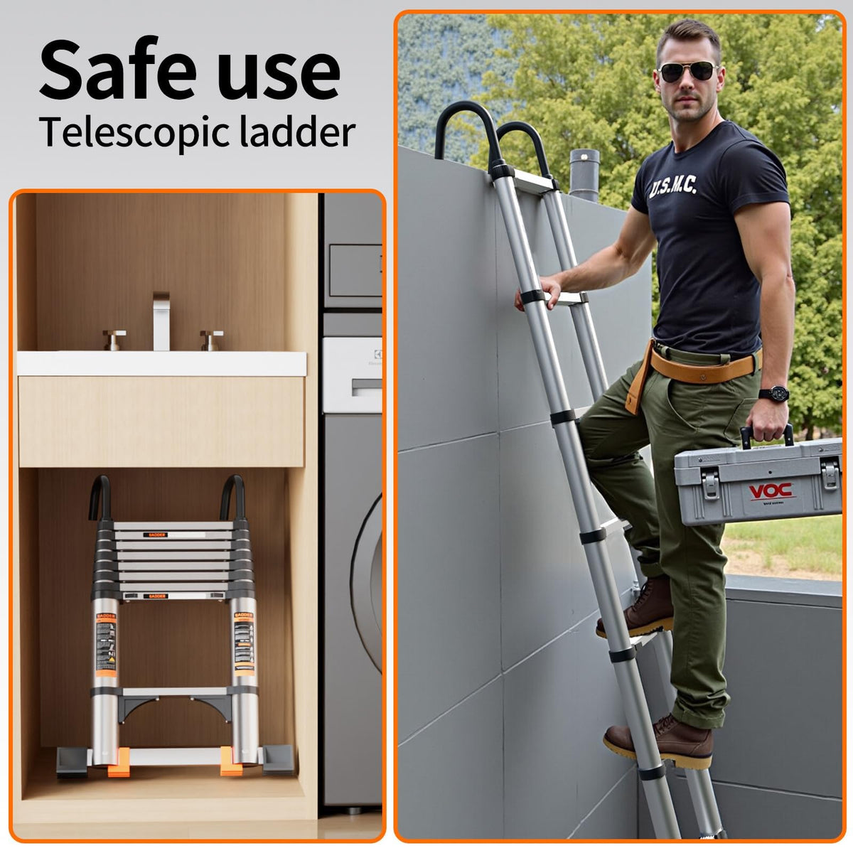 JIASHCHE ladder suitable for RV and outdoor maintenance