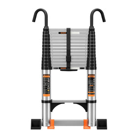 JIASHCHE telescoping ladder extended view shows sturdy aluminum for high-reach tasks
