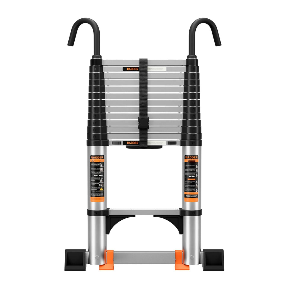 JIASHCHE telescoping ladder extended view shows sturdy aluminum for high-reach tasks