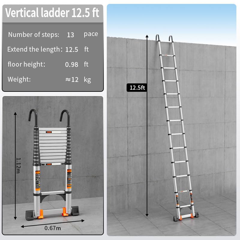 JIASHCHE telescoping ladder folded compact for easy storage in cabinets