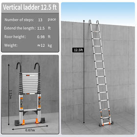 JIASHCHE telescoping ladder folded compact for easy storage in cabinets