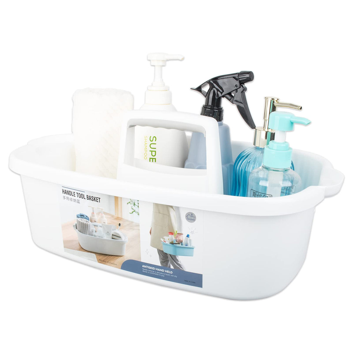 JiatuA large cleaning caddy with handle for easy transport and organization.