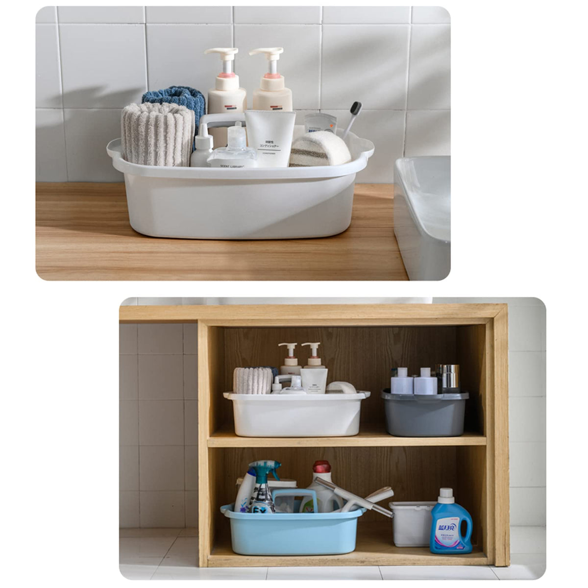 JiatuA multi-scene storage basket ideal for kitchen, bathroom, and dorm spaces.