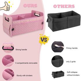 JiatuA pink trunk organizer adds style while organizing car essentials.