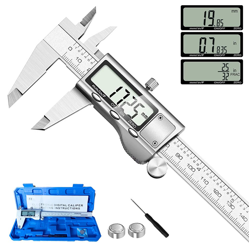 Jiavarry digital caliper front view showing sturdy build and scale