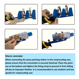 Paint can is held firmly in place to prevent slips during operation