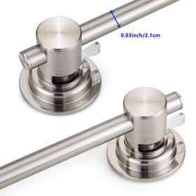 Brushed nickel finish detail on JiePai towel bar for a modern look