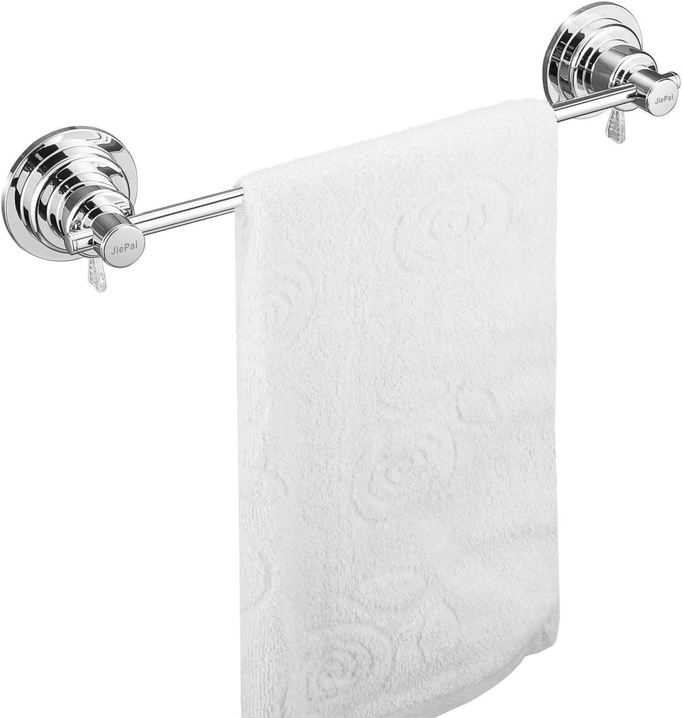 JiePai no-drilling suction cup towel bar, 16-inch wide; ideal for renters.