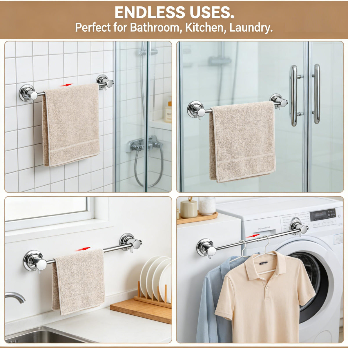 JiePai towel bar adapting to rough surfaces with 3M discs