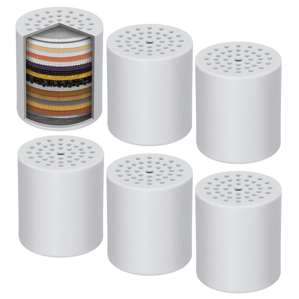 JIEYUMJ four-pack replacement shower filters ready for easy upgrade