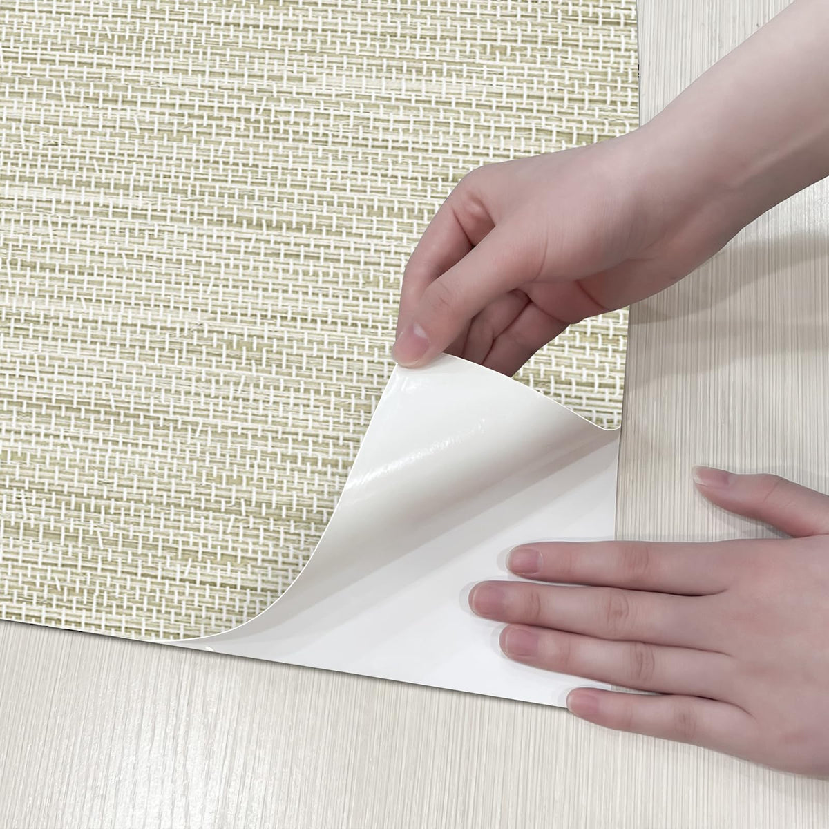 JiffDiff Grasscloth straight-match pattern makes alignment simple.