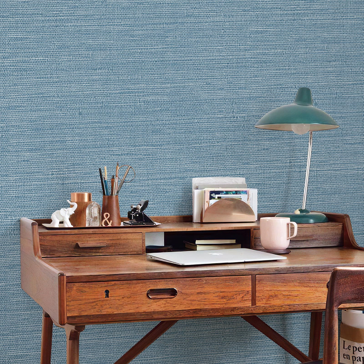 JiffDiff Grasscloth wallpaper swatch previews blue texture and tone