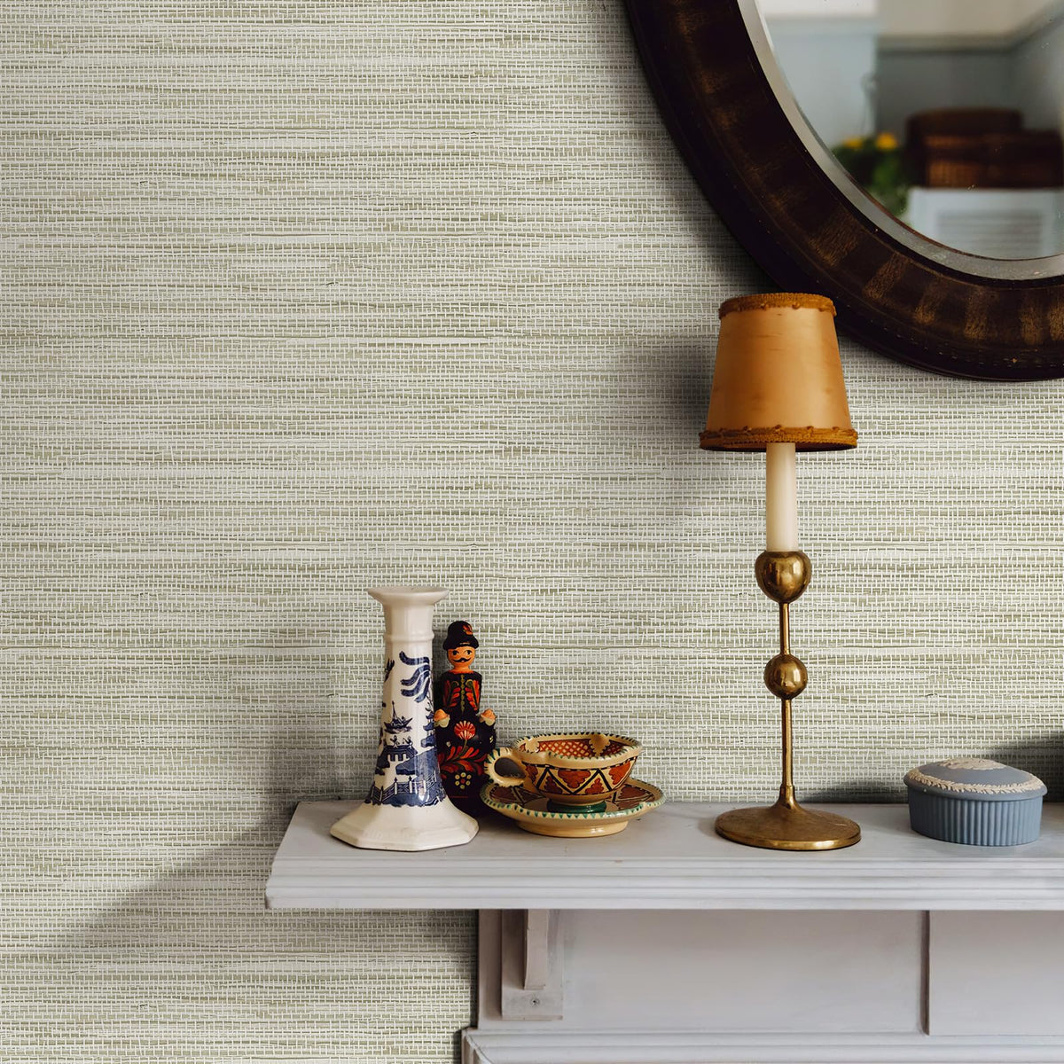 JiffDiff Grassweave wallpaper cream texture for a soft coastal look.