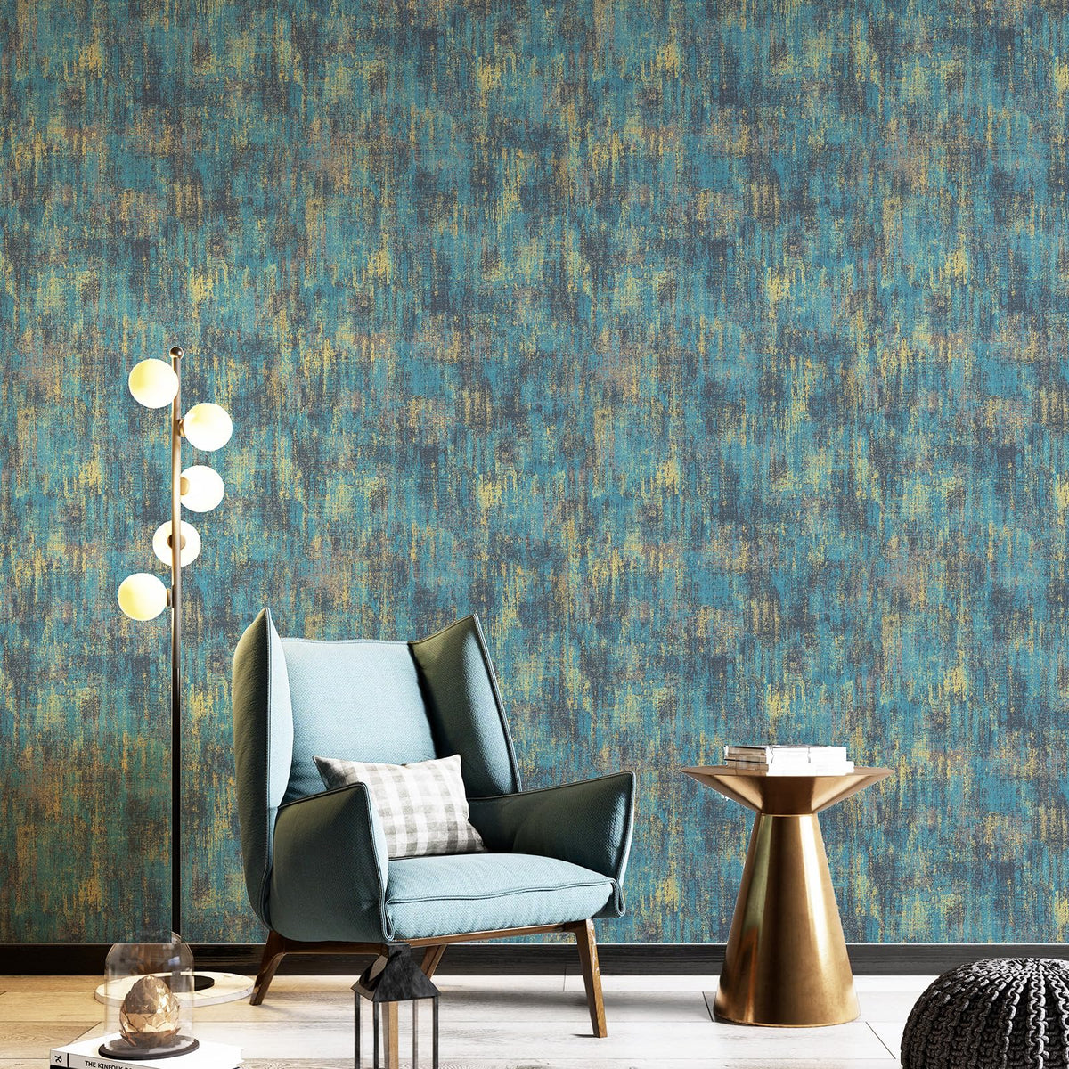 Close-up of industrial blue gold pattern on premium vinyl by JiffDiff