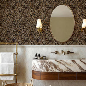 JiffDiff leopard pattern wallpaper on desk to create bold style