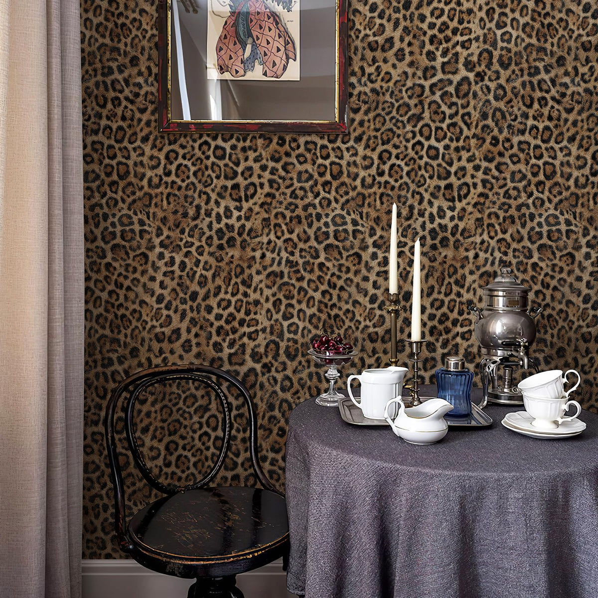JiffDiff leopard print texture in bedroom creates luxe focal point