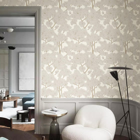 JiffDiff peel-and-stick forest wallpaper roll in cream for easy room refresh.