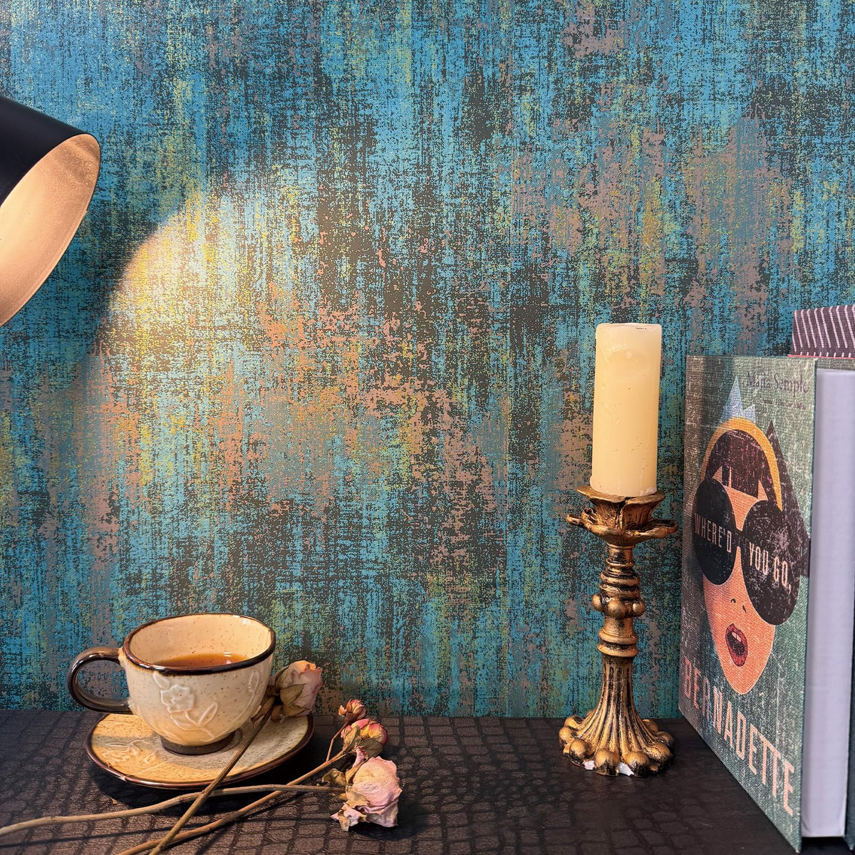 JiffDiff self-adhesive wallpaper blue gold for quick cabinet upgrades