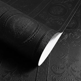 JiffDiff 3D embossed black wallpaper roll adds depth to walls for a modern look