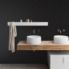 JiffDiff bathroom wallpaper demonstrates waterproof option for damp areas