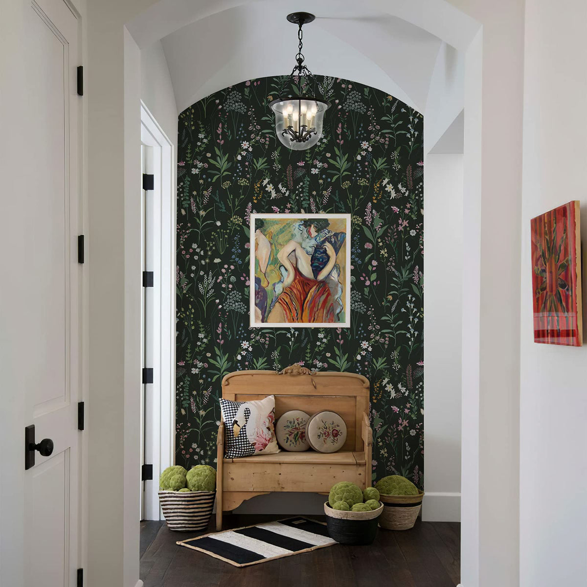 JiffDiff wallpaper enhances kitchen cabinets with botanical charm