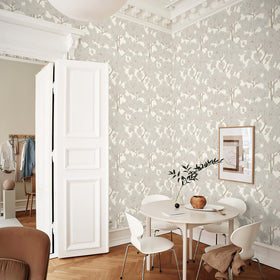 JiffDiff forest mural wallpaper applied to a smooth wall for DIY decor.