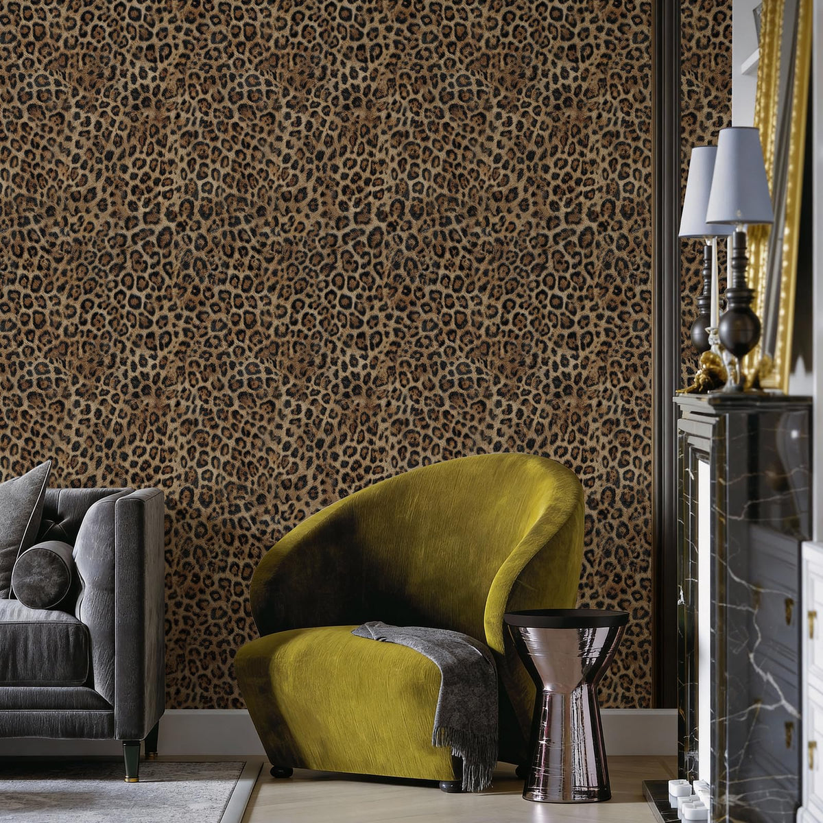 JiffDiff leopard wallpaper on bathroom wall with waterproof appeal