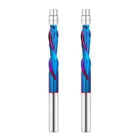 Jiiolioa down-cut flush trim bit on 1/4-inch shank for clean edge finishing