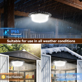 JIORRIO solar pendant light with five modes for versatile outdoor use.