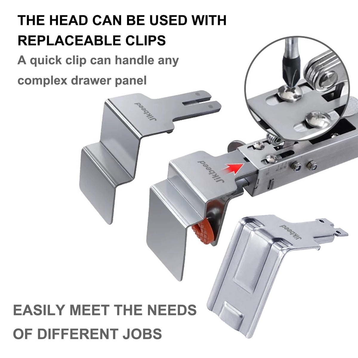 Jikbeed adjustable and replaceable clips fit most installations and adapt as needed.