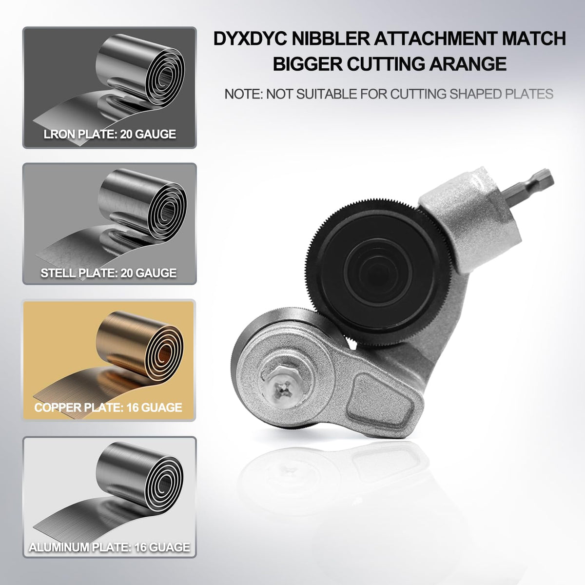 Jikbeed metal nibbler kit enables fast, repeatable cuts on flat sheets.