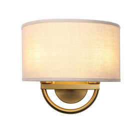 JIMUBEAM industrial dual-arm wall sconce with linen shade for versatile hallway lighting