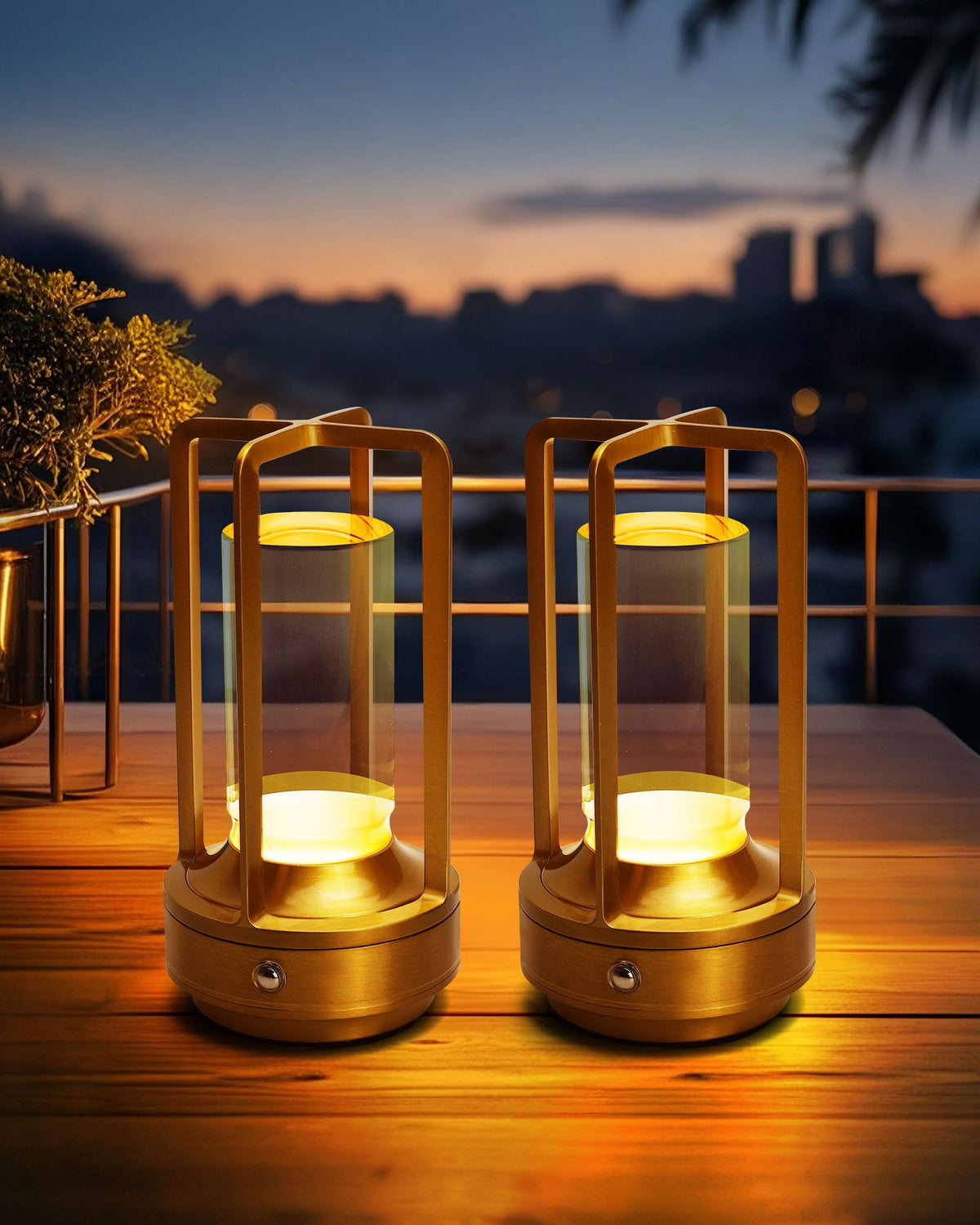 Jinchangming cordless table lamps in gold, 2-pack for flexible ambient lighting in any space.
